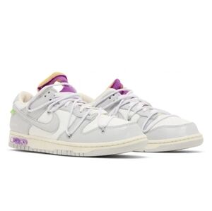 Nike Dunk Low Off-White Gray and White with Purple Accents
